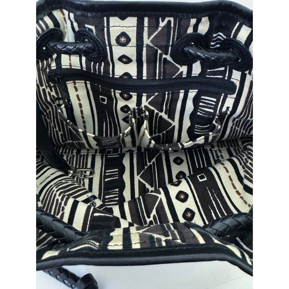 Brighton Liliana Animal Print Canvas Tote Bag Black Leather Trim Silver Hardware - Picture 12 of 12